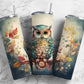 Owl on branch 20oz Sublimation Tumbler Designs, Leaf floral 9.2 x 8.3” Straight Skinny Tumbler Wrap PNG