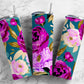 Purple and blue floral 20oz Sublimation Tumbler Designs, Rose botanical 9.2 x 8.3” Straight Skinny Tumbler Wrap PNG