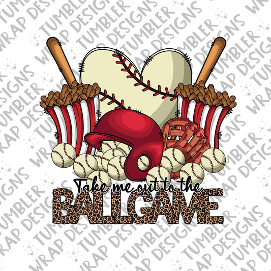 Take me out to the ballgame Sublimation PNG Design, Leopard print Baseball Digital Download PNG File, Commercial Use