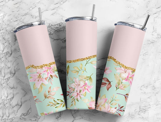 Aesthetic Flower 20oz Sublimation Tumbler Designs, Agate Glitter Pink 9.2 x 8.3” Straight Skinny Tumbler Wrap PNG (2023-04-18 22.37.50)