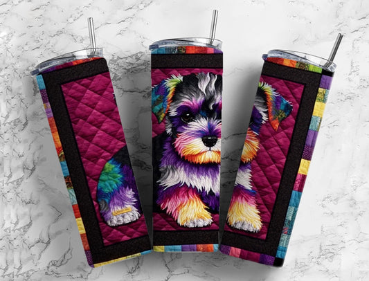 Wooly Dog 20oz Sublimation Tumbler Designs, Fluffy Pattern 9.2 x 8.3” Straight Skinny Tumbler, Tumbler Wrap PNG