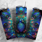 Neon peacock 20oz Sublimation Tumbler Designs, Rainbow colorful 9.2 x 8.3” Straight Skinny Tumbler Wrap PNG