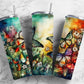 Butterfly garden 20oz Sublimation Tumbler Designs, Rainbow alcohol ink 9.2 x 8.3” Straight Skinny Tumbler Wrap PNG