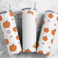 Pumpkin Fall Retro 20oz Sublimation Tumbler Designs, Add your own Name 9.2 x 8.5” Straight Skinny Tumbler Wrap PNG, Smiley Face Orange