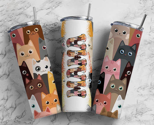 Cat Kitten 20oz Sublimation Tumbler Designs, Retro Mama 9.2 x 8.3” Straight Skinny Tumbler Wrap PNG, Mom Tumbler