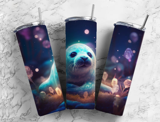 Baby seal 20oz Sublimation Tumbler Designs, Fireflies 9.2 x 8.3” Straight Skinny Tumbler Wrap PNG