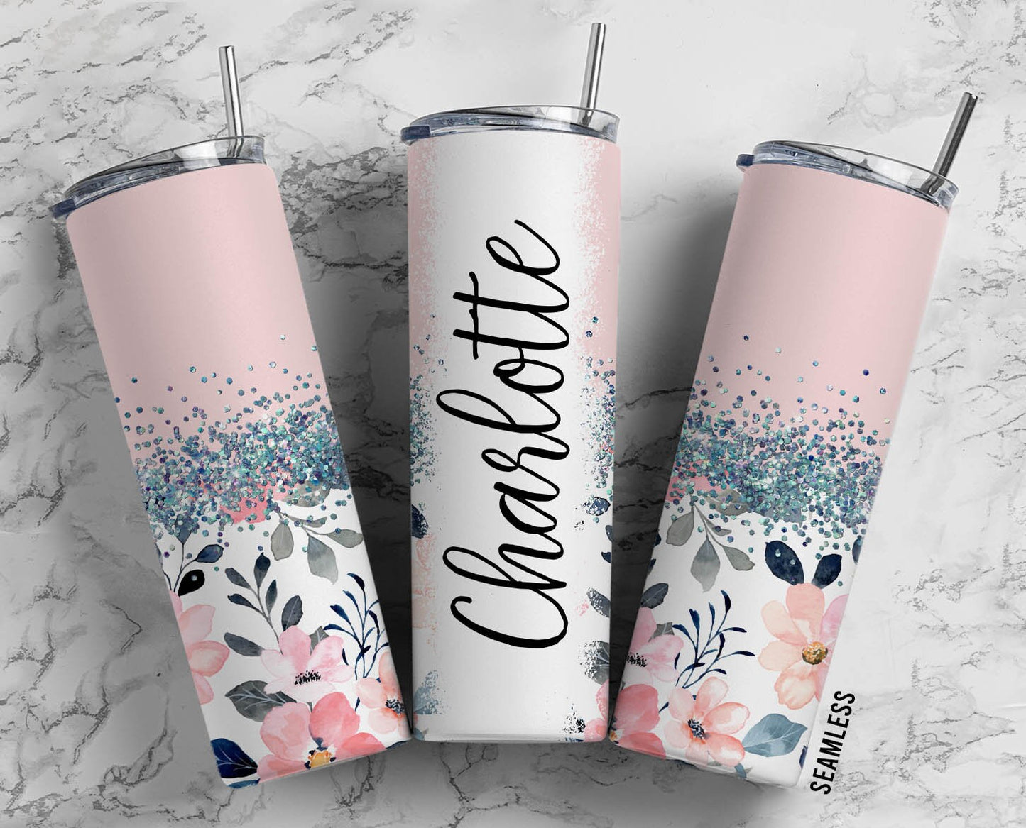 Pink wallpaper Flowers 20oz Sublimation Tumbler Designs, Floral 9.2 x 8.3” Straight Skinny Tumbler Wrap PNG 119