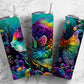 Rainbow fish 20oz Sublimation Tumbler Designs, neon ocean 9.2 x 8.3” Straight Skinny Tumbler Wrap PNG