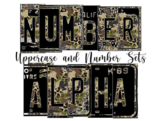 Camo Leopard Number Plate Alphabet Uppercase Numbers PNG, North West Alphabet PNG Digital Download