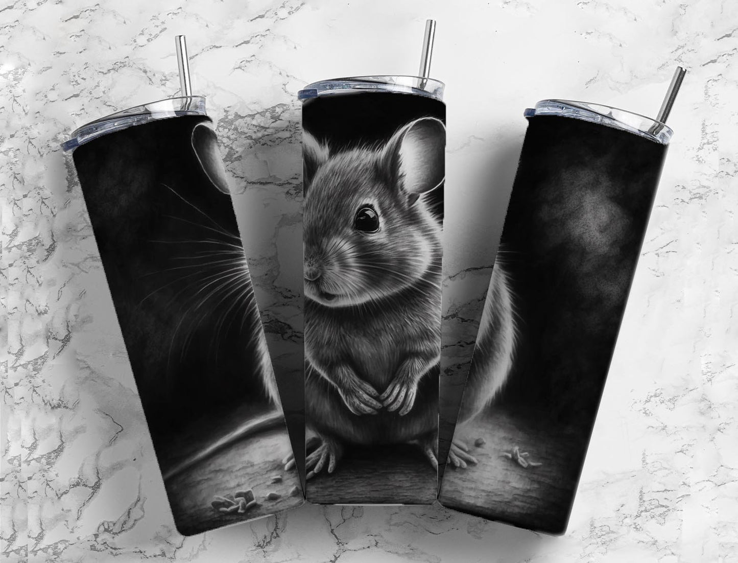 Chipmunk Squirrel 20oz Sublimation Tumbler Designs, Art Charcoal 9.2 x 8.3” Straight Skinny Tumbler, Tumbler Wrap PNG