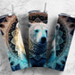 Polar bear 20oz Sublimation Tumbler Designs, patterned background 9.2 x 8.3” Straight Skinny Tumbler Wrap PNG