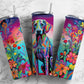 Rainbow dog 20oz Sublimation Tumbler Designs, Floral colorful landscape 9.2 x 8.3” Straight Skinny Tumbler Wrap PNG