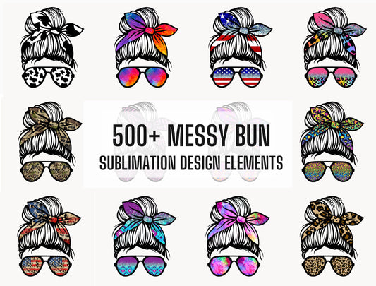 500+ Messy Bun Sublimation Clipart, Commercial Use, Sublimation Design Bundle, MomLife PNG, Mom life design elements