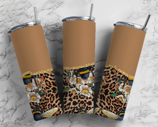 Brown Bee 20oz Sublimation Tumbler Designs, Leopard Country 9.2 x 8.3” Straight Skinny Tumbler Wrap 11