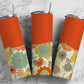 Retro Boho 20oz Sublimation Tumbler Designs,Orange Gold Agate Line 9.2 x 8.3” Straight Skinny Tumbler Wrap PNG 194