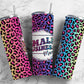 Rainbow leopard print 20oz Sublimation Tumbler Designs, Small business 9.2 x 8.3” Straight Skinny Tumbler Wrap PNG