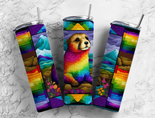 Prarie Dog 20oz Sublimation Tumbler Designs, Rainbow Vibrants 9.2 x 8.3” Straight Skinny Tumbler, Tumbler Wrap PNG