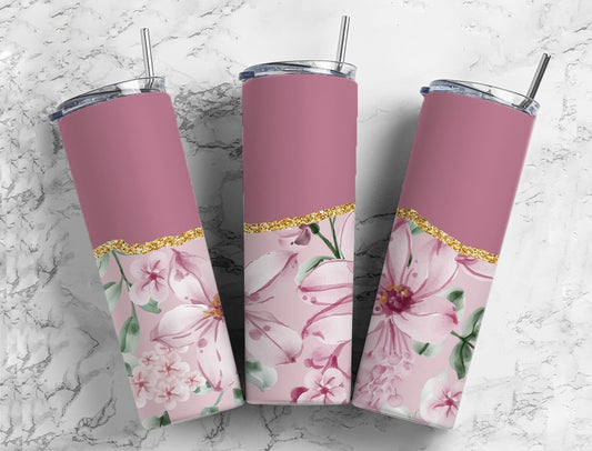 Aesthetic Flower 20oz Sublimation Tumbler Designs, Agate Glitter Pink 9.2 x 8.3” Straight Skinny Tumbler Wrap PNG (2023-04-18 22.39.56)