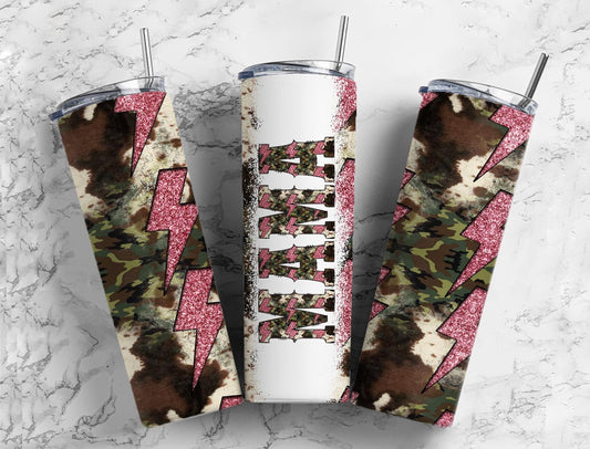 Camouflage Cowhide 20oz Sublimation Tumbler Designs, Mama Glitter 9.2 x 8.3” Straight Skinny Tumbler Wrap PNG, Sublimation Design PNG