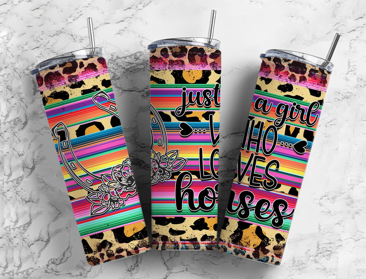 Rainbow Horeshoe 20oz Sublimation Tumbler Designs, Girl Love Horse9.2 x 8.3”  Tumbler Png, Digital Download