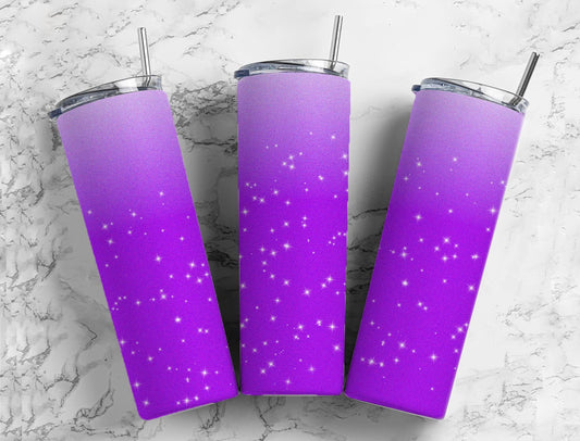 Purple glitter ombre 20oz Sublimation Tumbler Designs, Minimalist Gradient 9.2 x 8.3” Straight Skinny Tumbler Wrap PNG