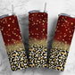 Red star holiday glitter  20oz Sublimation Tumbler Designs, Gold Leopard 9.2 x 8.3” Straight Skinny Tumbler Wrap PNG