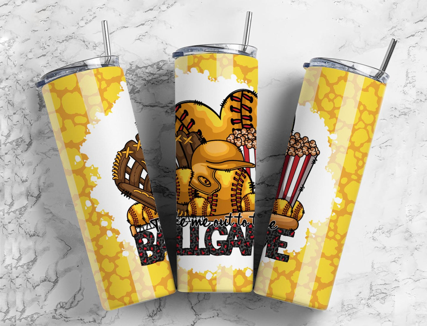 take me out to the ballgame 20oz Sublimation Tumbler Designs, softball 9.2 x 8.3” Straight Skinny Tumbler Wrap PNG