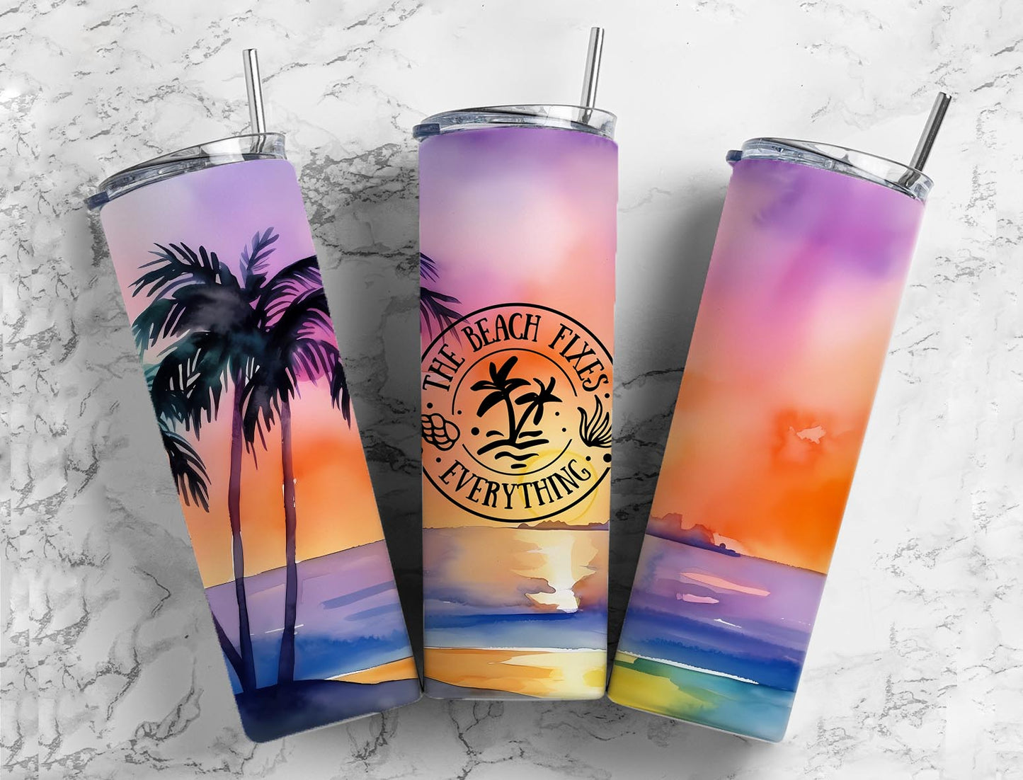 Beach Fix 20oz Sublimation Tumbler Designs, Beach Paint 9.2 x 8.3”  Tumbler Png, Digital Download