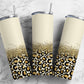 Rustic Tan 20oz Sublimation Tumbler Designs, Minimalist Gold glitter leopard 9.2 x 8.3” Straight Skinny Tumbler Wrap PNG