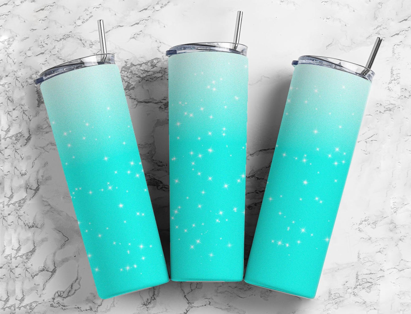 Teal glitter ombre 20oz Sublimation Tumbler Designs, Minimalist Gradient 9.2 x 8.3” Straight Skinny Tumbler Wrap PNG