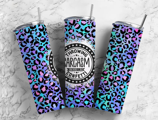 throwing sarcasm 20oz Sublimation Tumbler Designs, leopard purple 9.2 x 8.3”  Tumbler Png, Digital Download