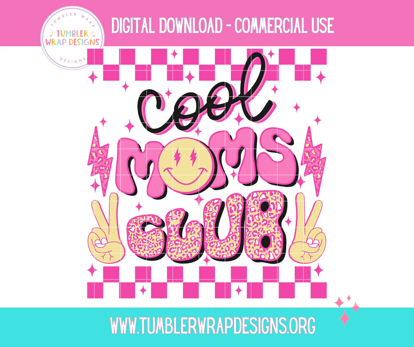 Cool Moms Club Mama T-shirt PNG Design,  Sublimation Tee Motivational Digital Download PNG File, Commercial Use (1)