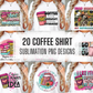 20x Retro Coffee PNG Bundle, PNG Mega Bundle, Coffee Addict Shirt PNG Design, Retro Mom Shirt Design, Digital Download, Sublimation Design