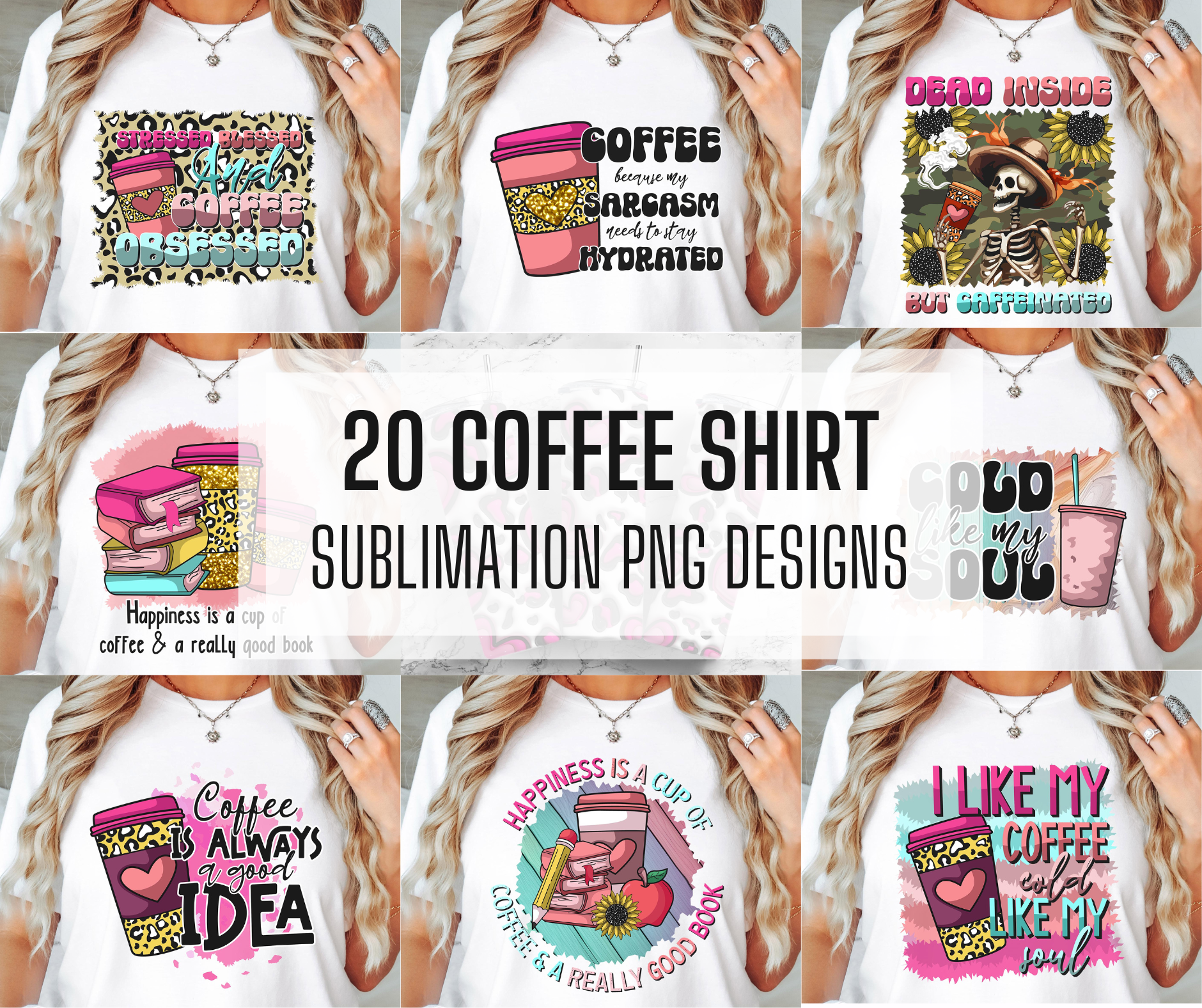 Sublimation PNG Sublimation PNG - 20x Retro Coffee PNG Bundle, PNG Mega Bundle, Coffee Addict Shirt PNG Design, Retro Mom Shirt Design, Digital Download, Sublimation Design-Tumblerwrapdesigns