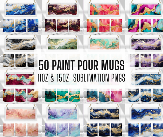 50+ Paint Pour Agate Mug Png Designs, 11oz and 15oz Sublimation Template, Mug sublimation png, Coffee mug designs, coffee mug png, Gold Mug