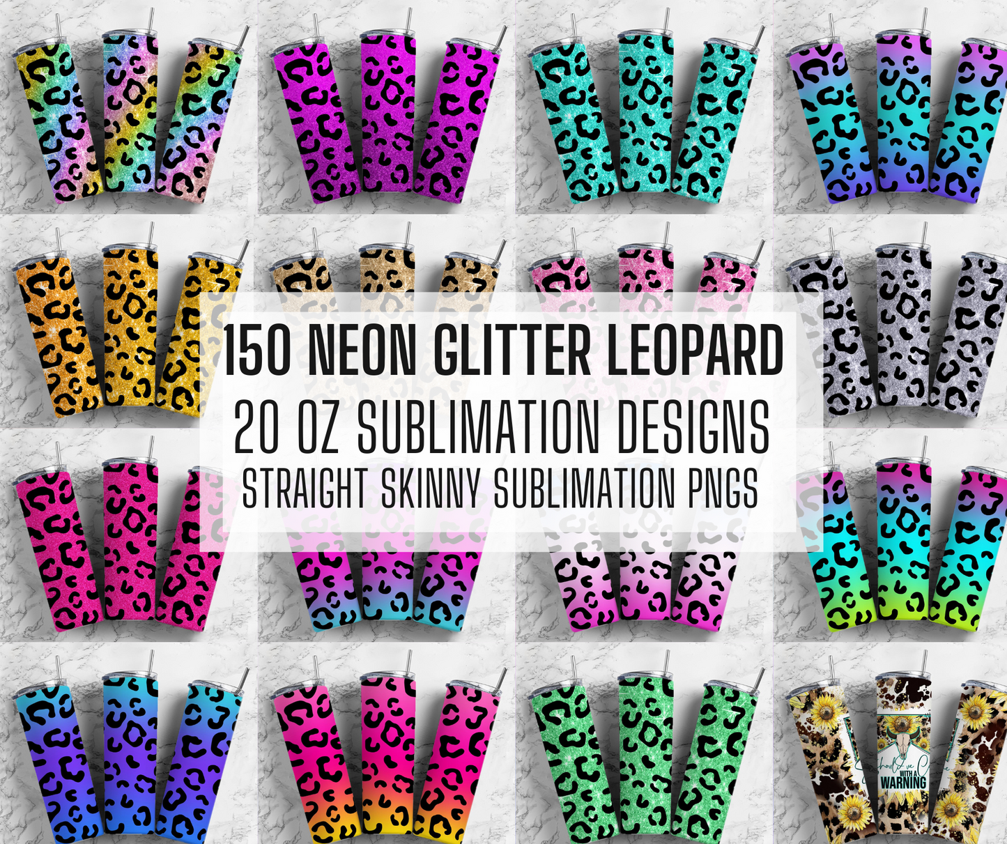 150 + Neon Glitter Leopard Tumbler Wrap PNG Bundle , Straight Tumbler, Design Bundle, 20oz Straight Tumbler, Tumbler Wraps, Digital Download