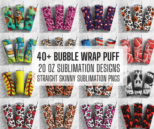 Bubble Wrap 40 3D Inflated Puff Tumbler Wrap PNG Bundle, Tumbler Design Bundle, 20oz Straight Tumbler Wrap, Digital Download Bundle 5