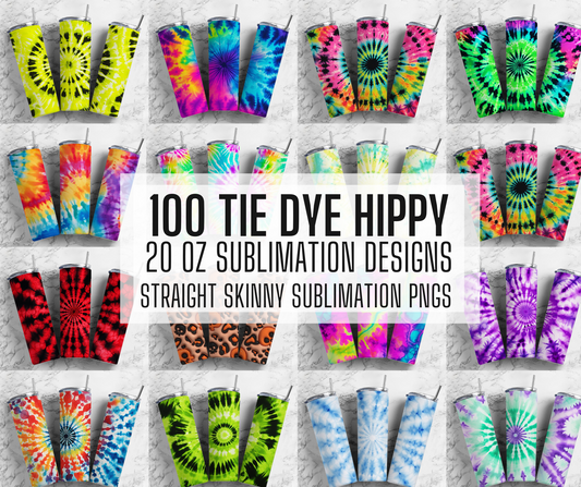 100 Tie Dye Tumbler Wrap PNG Bundle, Tumbler Design Bundle, Retro 20oz Straight Tumbler Wrap, Digital Download