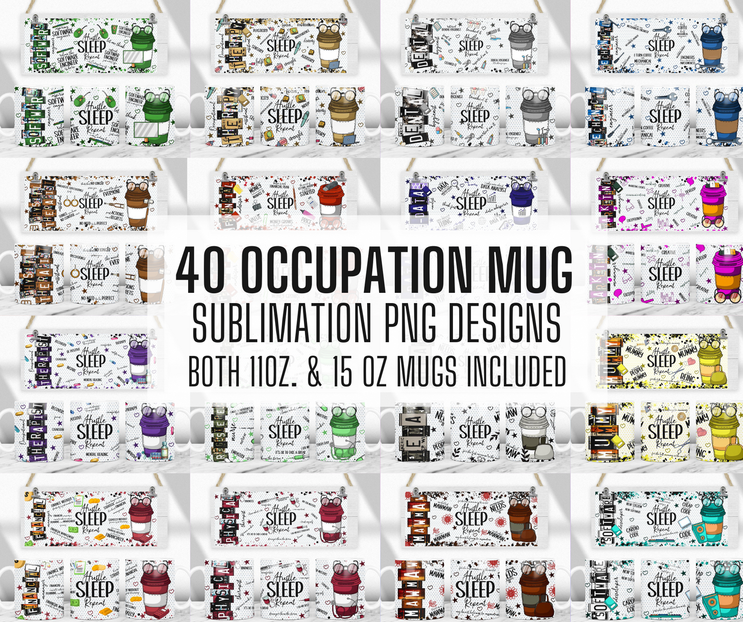 40+ Occupation Mug Png Designs, 11oz and 15oz Sublimation Template, Mug sublimation png, Coffee mug designs, coffee mug png, JOB Mug