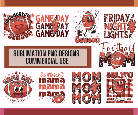 9x Football Season Mama PNG Bundle, PNG Mega Bundle ,Mom Shirt PNG Design, Sports Design, Digital Download