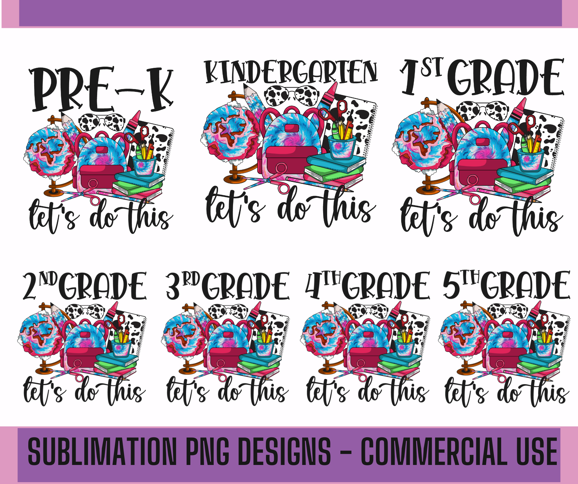 Sublimation PNG Sublimation PNG - 7x Back to school Cute PNG Bundle, PNG Mega Bundle, Girls Girls Shirt PNG Design, Grade school Design, Digital Download-Tumblerwrapdesigns