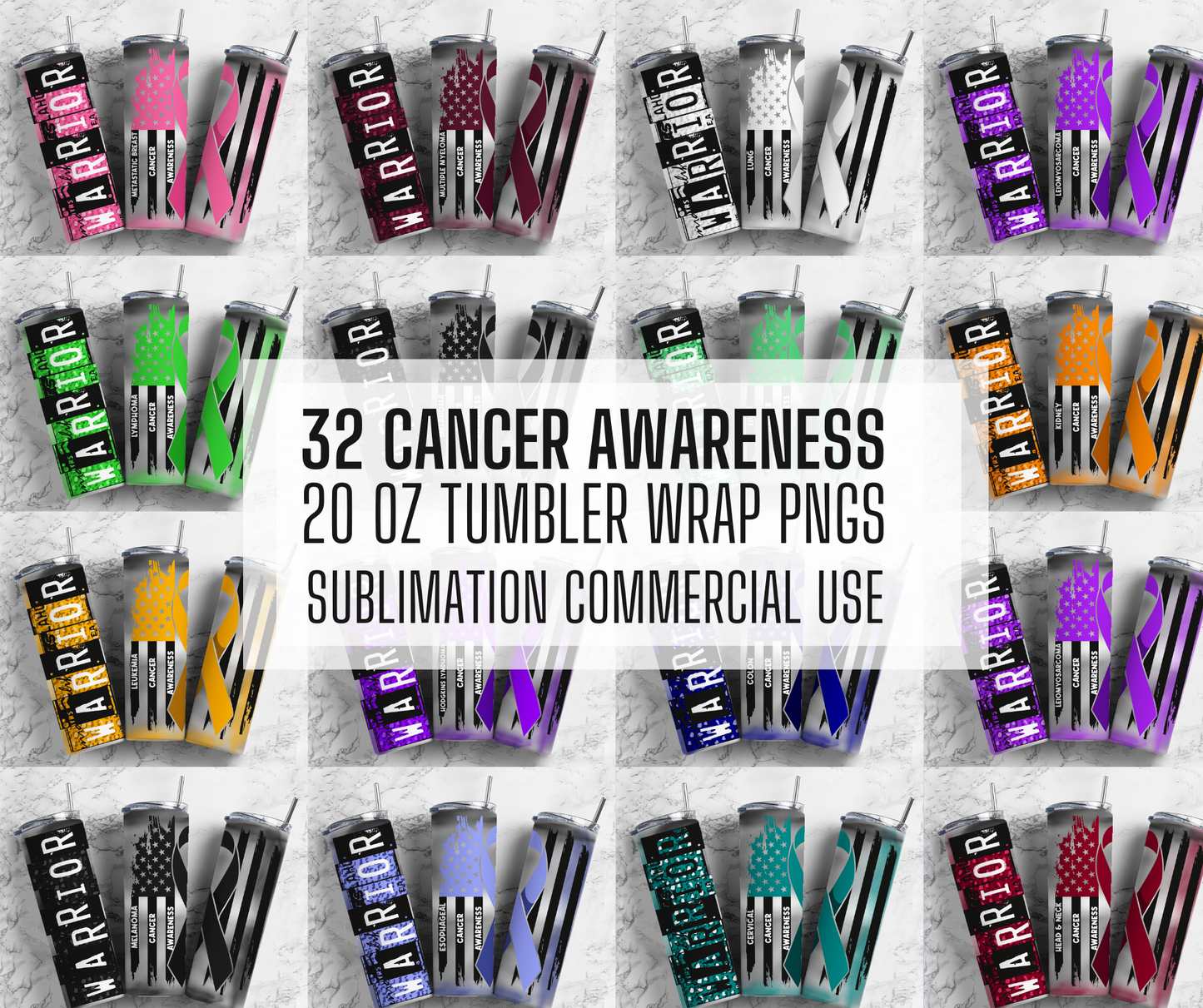 Sublimation PNG Sublimation PNG - Cancer Ribbon Tumbler PNG Bundle ,Straight Tumbler, Design Bundle, Cancer Awareness 20oz Straight Tumbler, Tumbler Wrap, Digital Download-Tumblerwrapdesigns