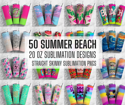 50 Beach Summer Tumbler Wrap PNG Bundle , Straight Tumbler, Design Bundle, 20oz Straight Tumbler, Sunflower Tumbler Wrap, Digital Download