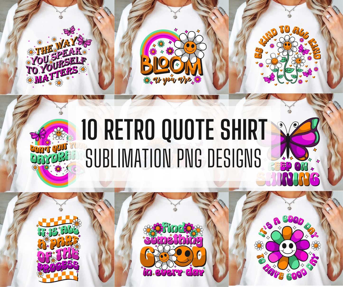 10x Retro Quote PNG Bundle, PNG Mega Bundle, Motivational Shirt PNG Design, Retro Mom Shirt Design, Digital Download, Sublimation Design