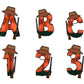 Hunting Doodle Letters Alphabet with Uppercase and Numbers PNG, Alphabet PNG Digital Download PNG