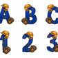 Softball Doodle Letters Alphabet with Uppercase and Numbers PNG, Alphabet PNG Digital Download