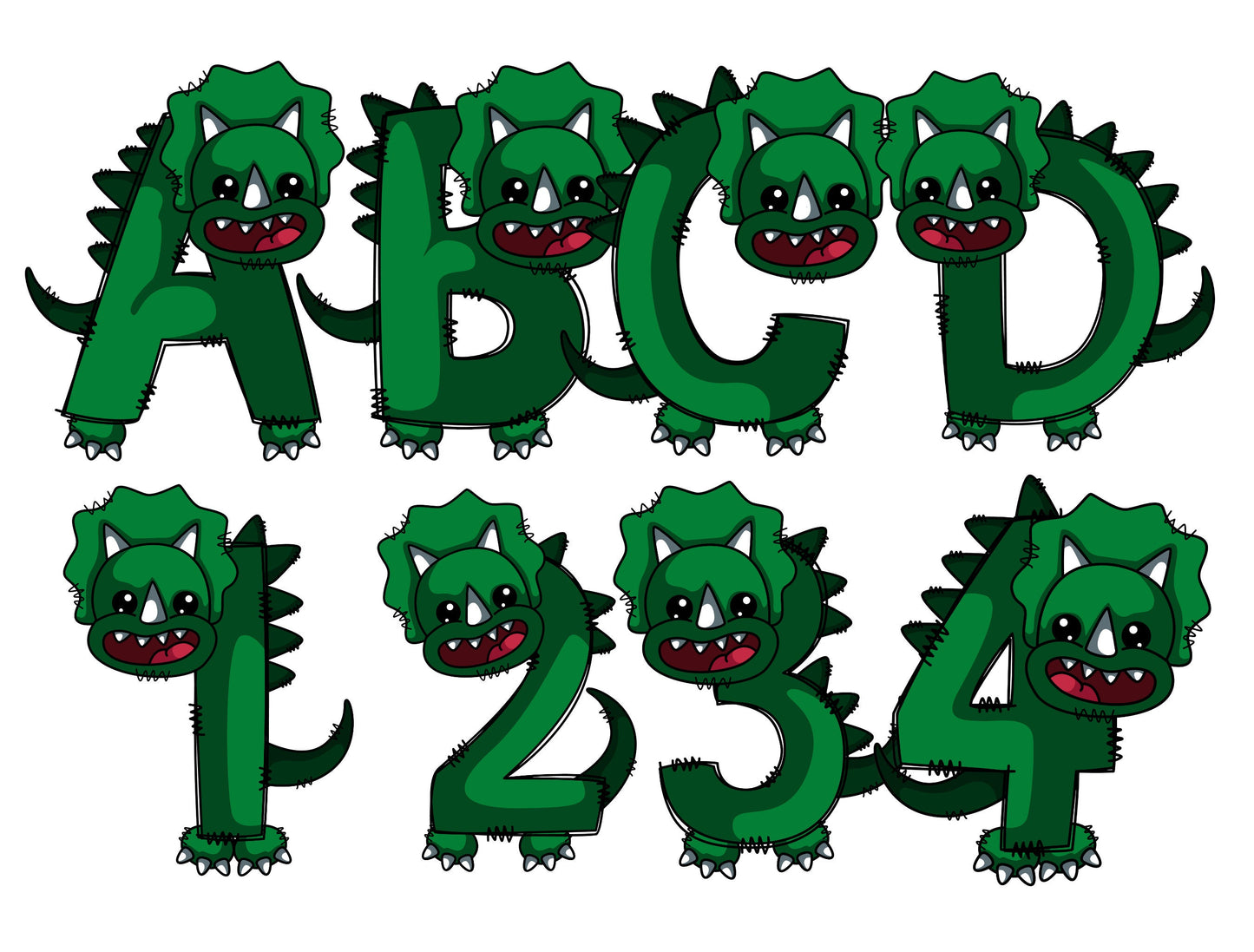 Dinosaur Doodle Letters, Dino Alphabet, Dinosaur Alphabet PNG, Entire Doodle Alphabet Uppercase Lowercase Numbers PNG