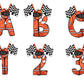 Racing Doodle Letters Alphabet with Uppercase and Numbers PNG, Alphabet PNG Digital Download PNG