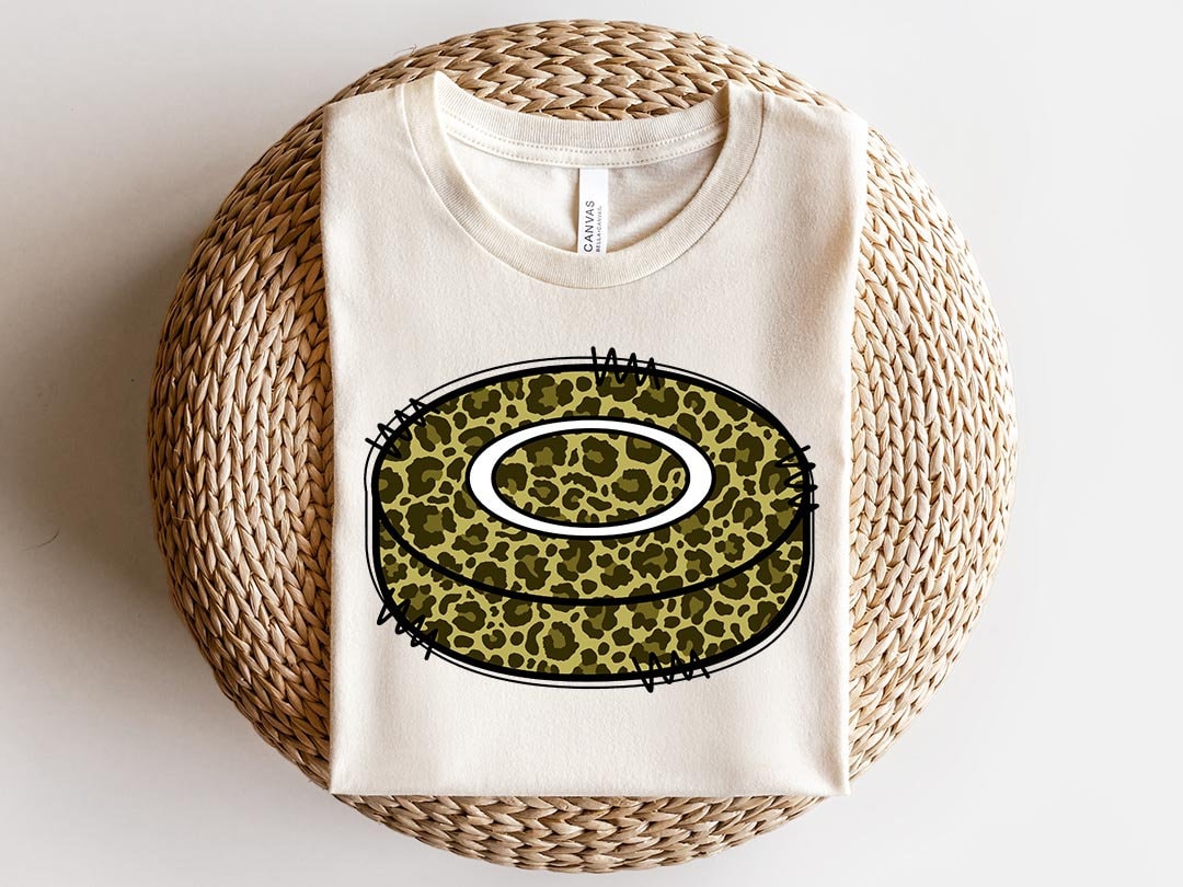 Leopard print Sublimation PNG Design, Hockey puck Digital Download PNG File, Commercial Use