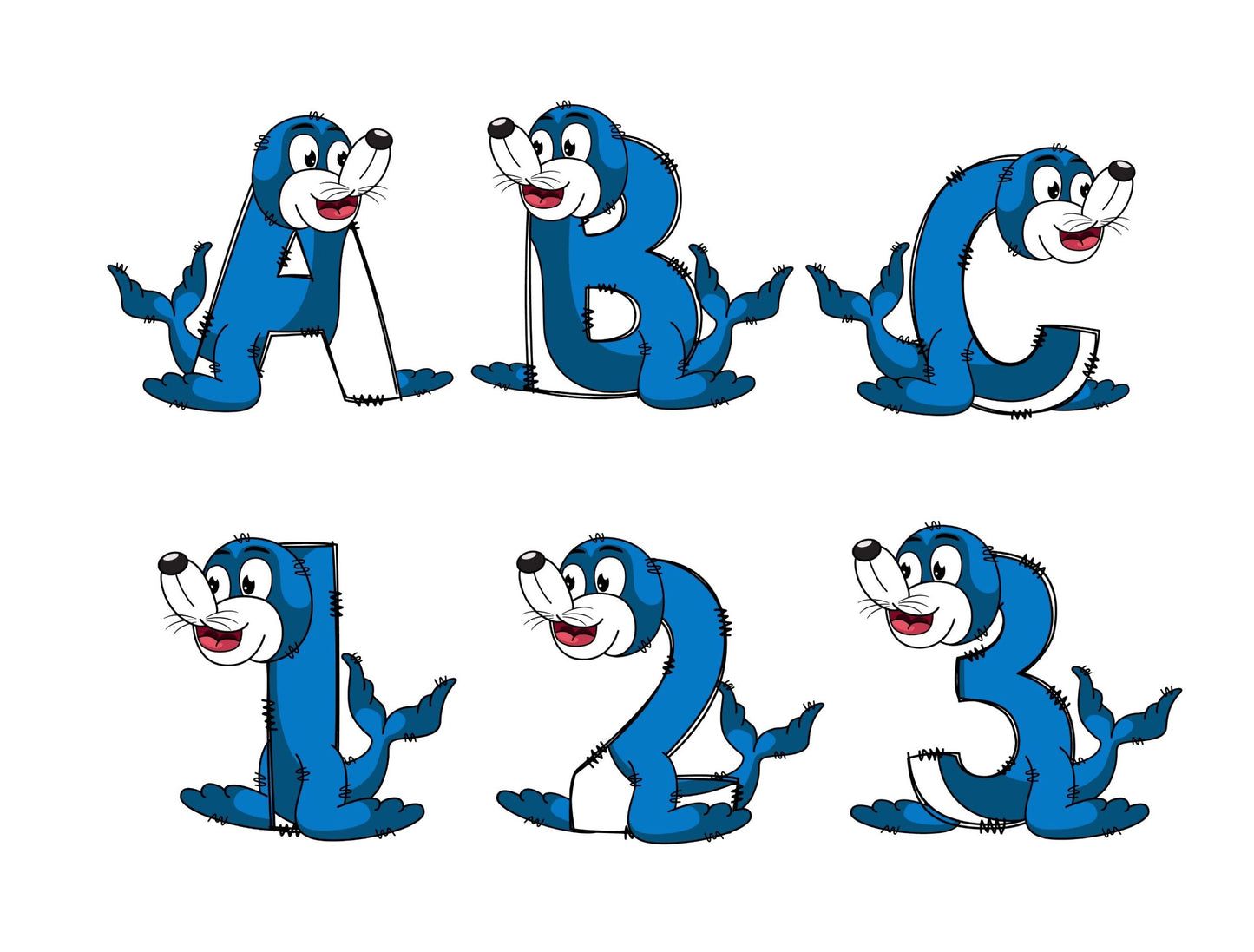 Seal Doodle Letters Alphabet with Uppercase and Numbers PNG, Alphabet PNG Digital Download PNG